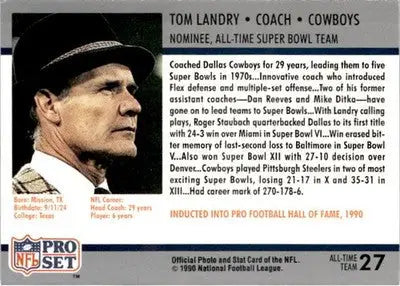 1990-91 Pro Set Super Bowl XXV Silver Anniversary Commemorative #27 Tom Landry - Football Card Single