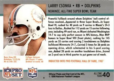 1990-91 Pro Set Super Bowl XXV Silver Anniversary Commemorative #40 Larry Csonka - Football Card Single