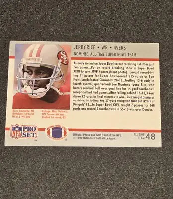 1990-91 Pro Set Super Bowl XXV Silver Anniversary Commemorative #48 Jerry Rice - Football Card Single