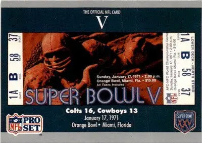 1990-91 Pro Set Super Bowl XXV Silver Anniversary Commemorative #5 SB V Ticket - Football Card Single