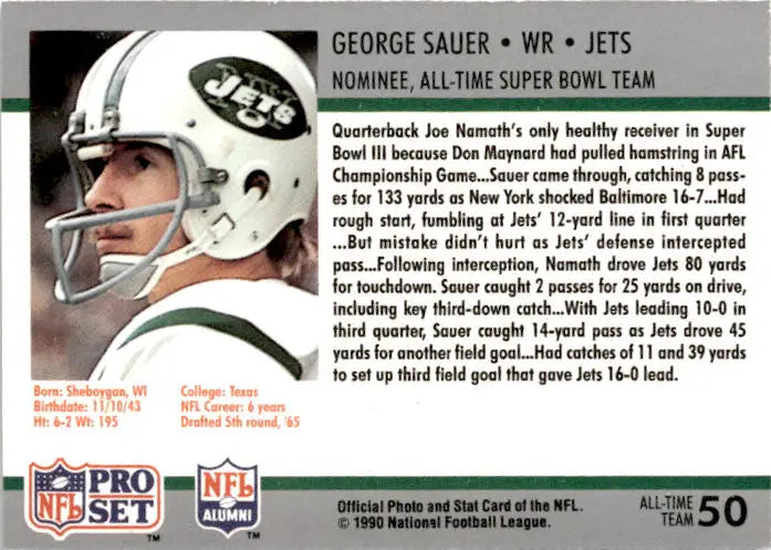1990-91 Pro Set Super Bowl XXV Silver Anniversary Commemorative #50 George Sauer - Football Card Single