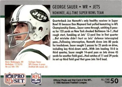 1990-91 Pro Set Super Bowl XXV Silver Anniversary Commemorative #50 George Sauer - Football Card Single