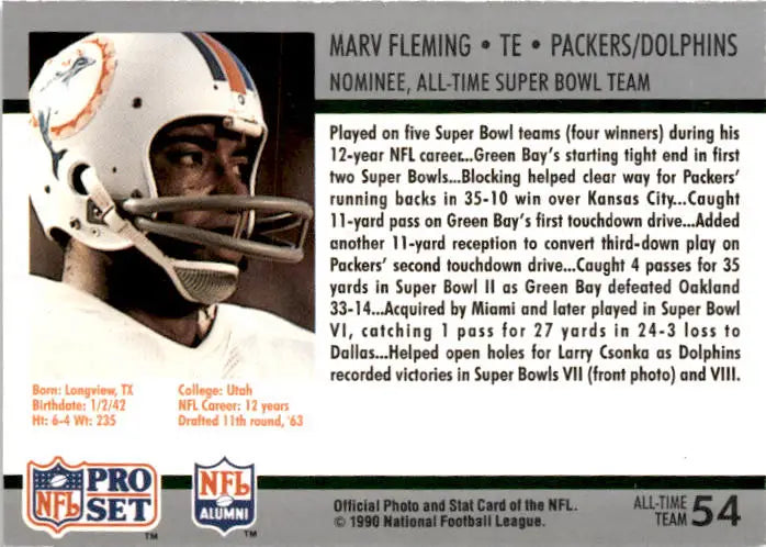 1990-91 Pro Set Super Bowl XXV Silver Anniversary Commemorative #54 Marv Fleming - Football Card Single