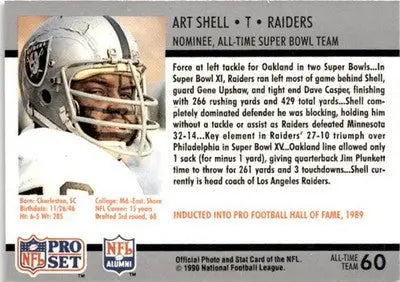 1990-91 Pro Set Super Bowl XXV Silver Anniversary Commemorative #60 Art Shell - Football Card Single