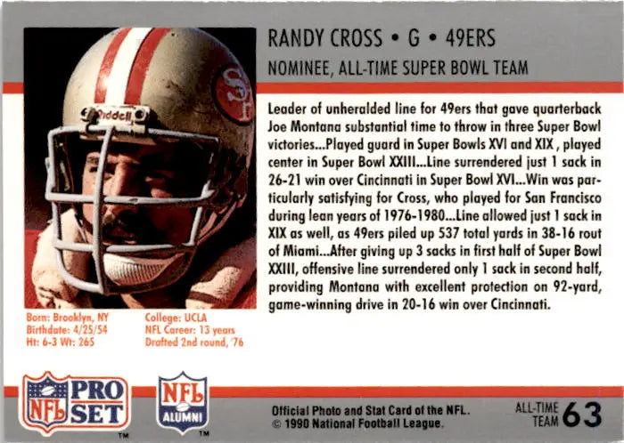 1990-91 Pro Set Super Bowl XXV Silver Anniversary Commemorative #63 Randy Cross - Football Card Single