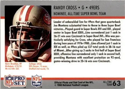 1990-91 Pro Set Super Bowl XXV Silver Anniversary Commemorative #63 Randy Cross - Football Card Single