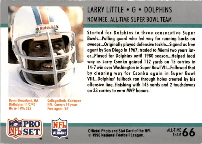 1990-91 Pro Set Super Bowl XXV Silver Anniversary Commemorative #66 Larry Little - Football Card Single