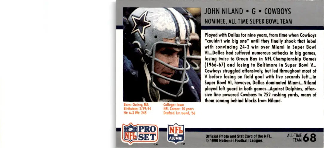 1990-91 Pro Set Super Bowl XXV Silver Anniversary Commemorative #68 John Niland - Football Card Single