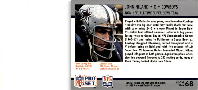 1990-91 Pro Set Super Bowl XXV Silver Anniversary Commemorative #68 John Niland - Football Card Single