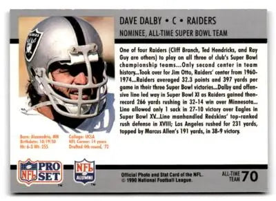 1990-91 Pro Set Super Bowl XXV Silver Anniversary Commemorative #70 Dave Dalby - Football Card Single