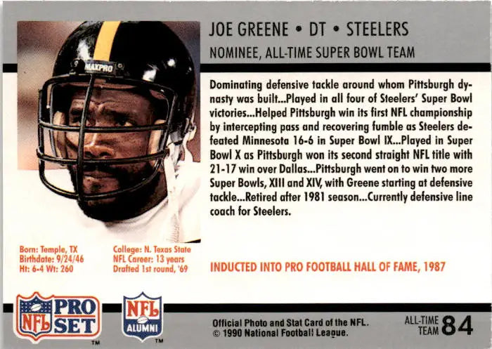 1990-91 Pro Set Super Bowl XXV Silver Anniversary Commemorative #84 Joe Greene - Football Card Single