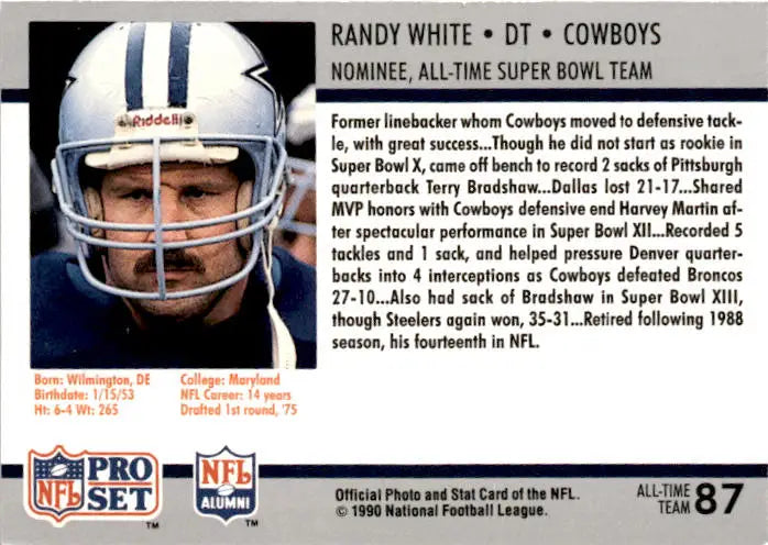 1990-91 Pro Set Super Bowl XXV Silver Anniversary Commemorative #87 Randy White - Football Card Single