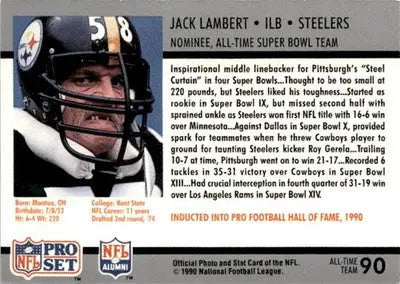 1990-91 Pro Set Super Bowl XXV Silver Anniversary Commemorative #90 Jack Lambert - Football Card Single