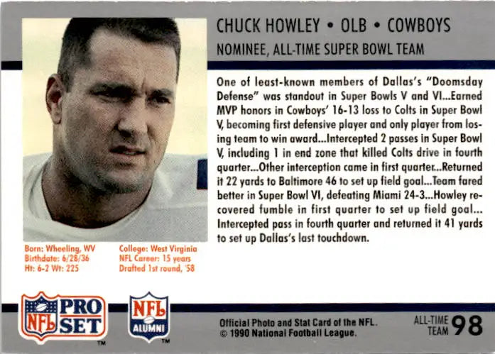 1990-91 Pro Set Super Bowl XXV Silver Anniversary Commemorative #98 Chuck Howley - Football Card Single