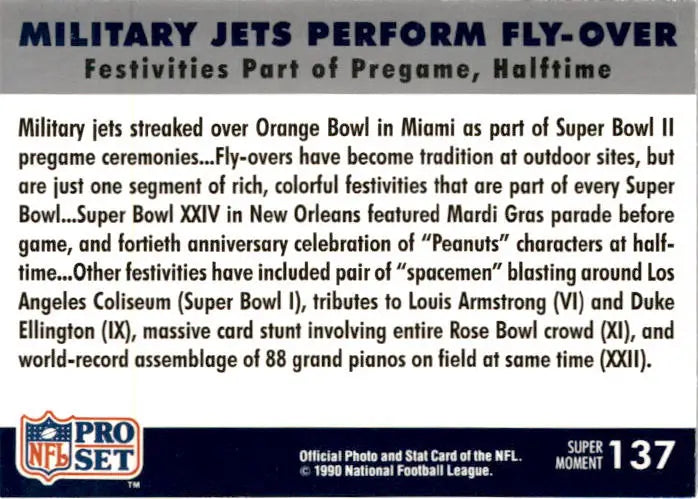 1990-91 Pro Set Super Bowl XXV Silver Anniversary Jets Perform Fly-Over SBSM - Football Card Single