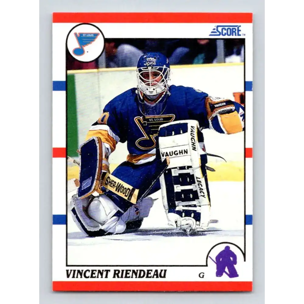 1990-91 Score #107 Vincent Riendeau NM-MT RC Rookie St. Louis Blues Hockey Card - Hockey Card Single