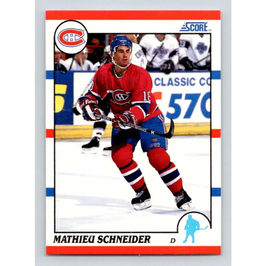 1990-91 Score #127 Mathieu Schneider NM-MT RC Rookie Montreal Canadiens Hockey Card - Hockey Card Single