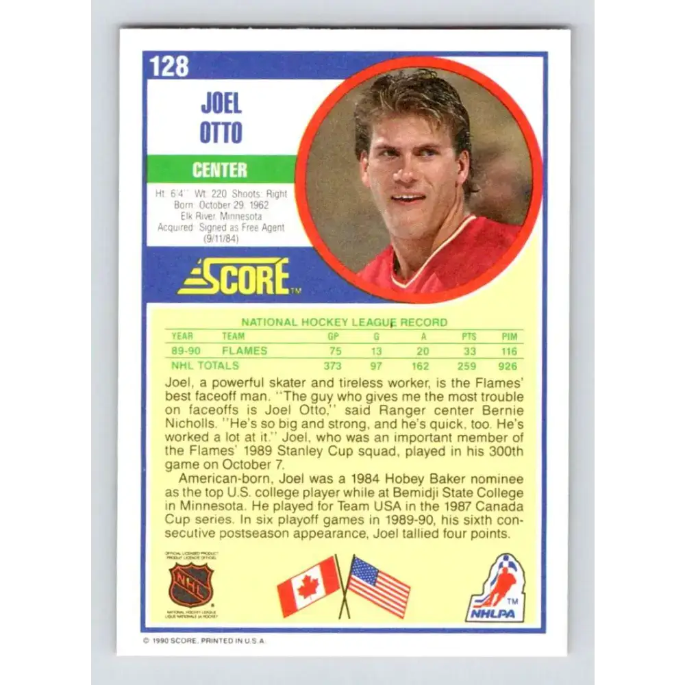 1990-91 Score #128 Joel Otto NM-MT Calgary Flames Hockey Card - Hockey Card Single