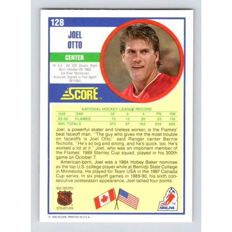 1990-91 Score #128 Joel Otto NM-MT Calgary Flames Hockey Card - Hockey Card Single