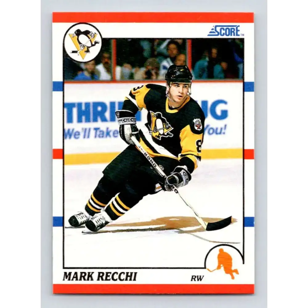 1990-91 Score #186 Mark Recchi NM-MT RC Rookie Pittsburgh Penguins Hockey Card - Hockey Card Single