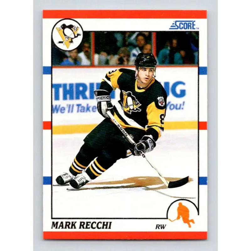 1990-91 Score #186 Mark Recchi NM-MT RC Rookie Pittsburgh Penguins Hockey Card - Hockey Card Single