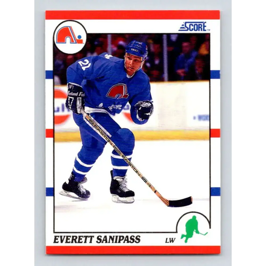 1990-91 Score #28 Everett Sanipass NM-MT RC Rookie Quebec Nordiques Hockey Card - Hockey Card Single