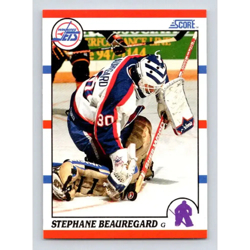 1990-91 Score #282 Stephane Beauregard NM-MT RC Rookie Winnipeg Jets Hockey Card - Hockey Card Single
