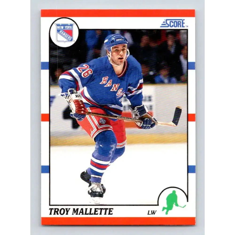 1990-91 Score #288 Troy Mallette NM-MT RC Rookie New York Rangers Hockey Card - Hockey Card Single