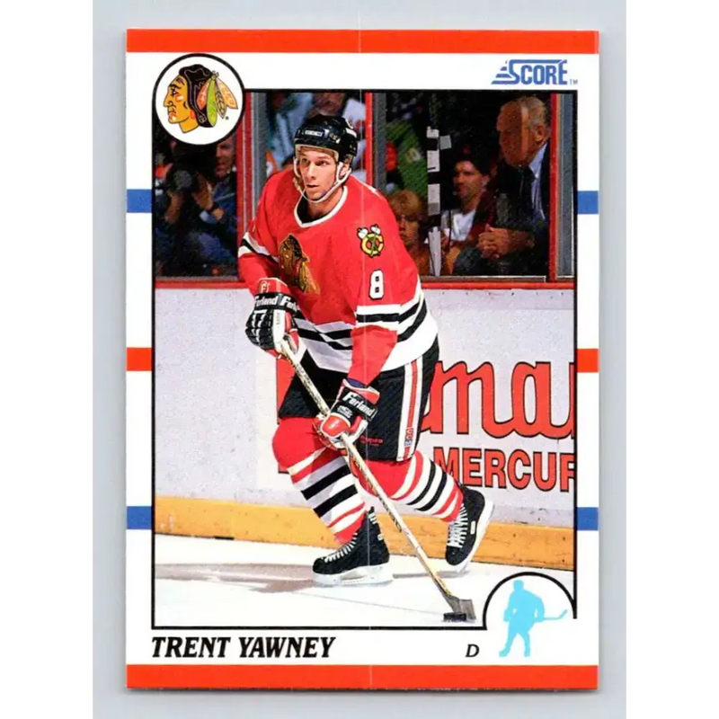 1990-91 Score #292 Trent Yawney NM-MT Chicago Blackhawks Hockey Card - Hockey Card Single
