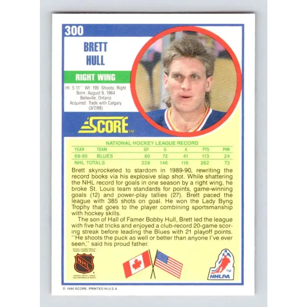 1990-91 Score #300 Brett Hull NM-MT St. Louis Blues Hockey Card - Hockey Card Single