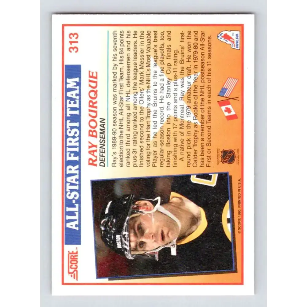 1990-91 Score #313 Ray Bourque NM-MT Boston Bruins Hockey Card - Hockey Card Single