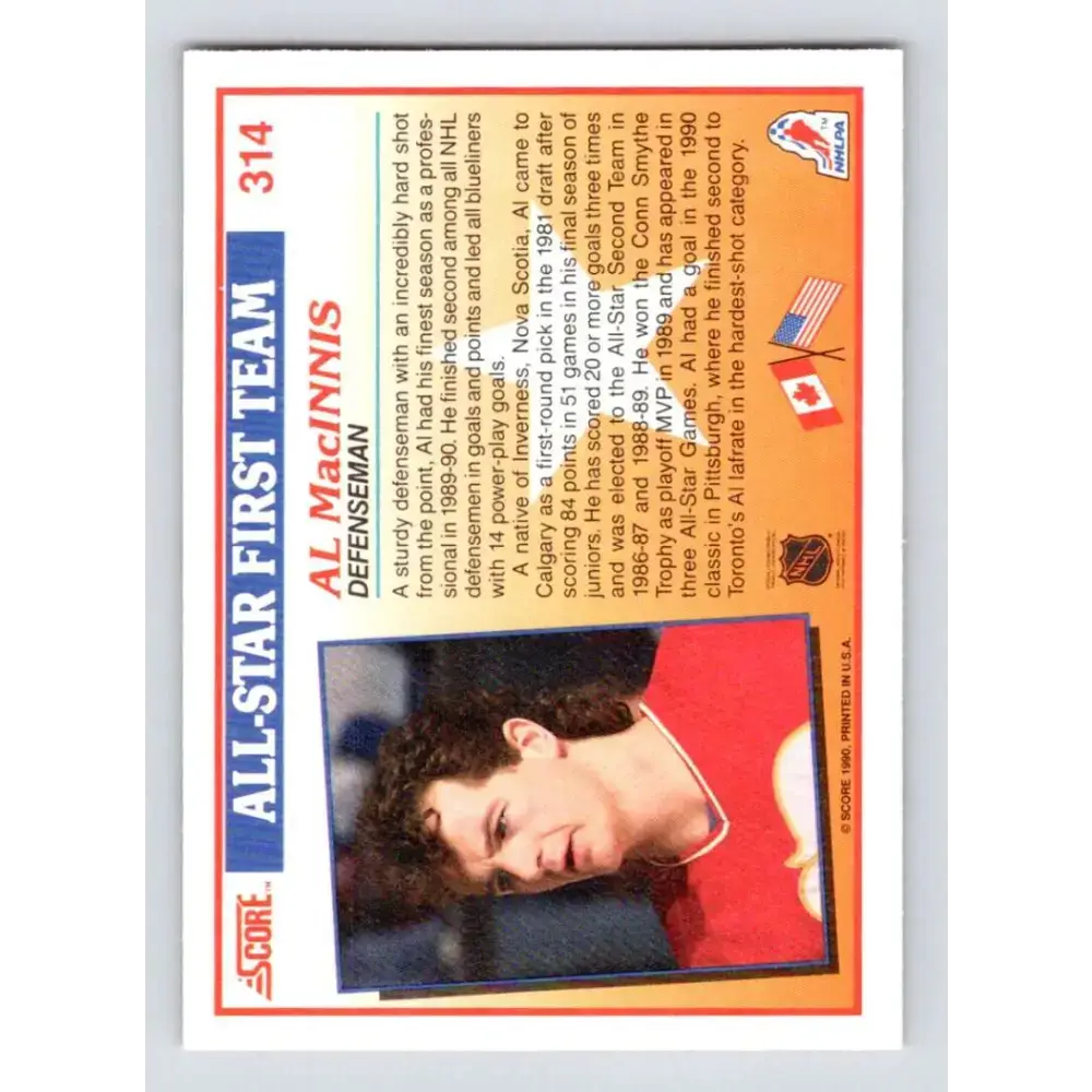 1990-91 Score #314 Al MacInnis NM-MT Calgary Flames Hockey Card - Hockey Card Single