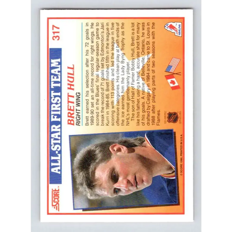 1990-91 Score #317 Brett Hull NM-MT St. Louis Blues Hockey Card - Hockey Card Single