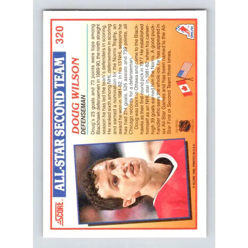 1990-91 Score #320 Doug Wilson NM-MT Chicago Blackhawks Hockey Card - Hockey Card Single