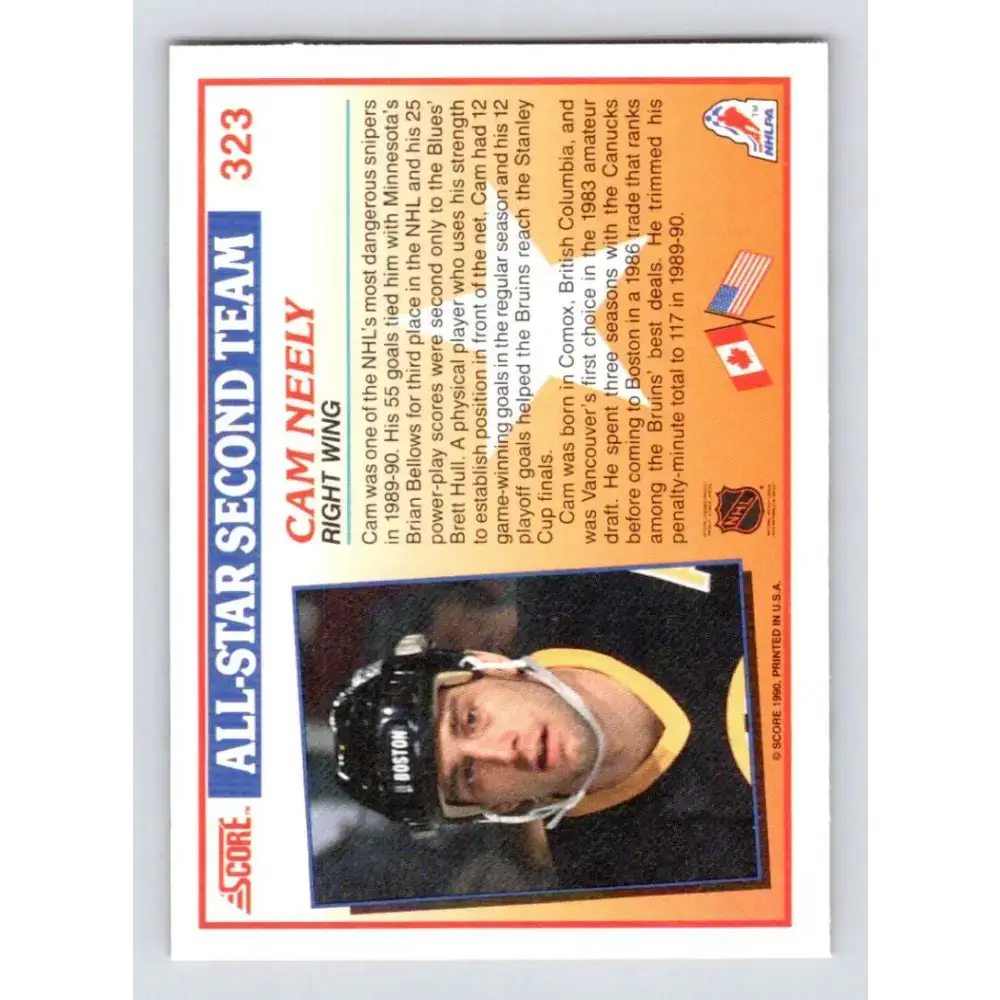 1990-91 Score #323 Cam Neely NM-MT Boston Bruins Hockey Card - Hockey Card Single