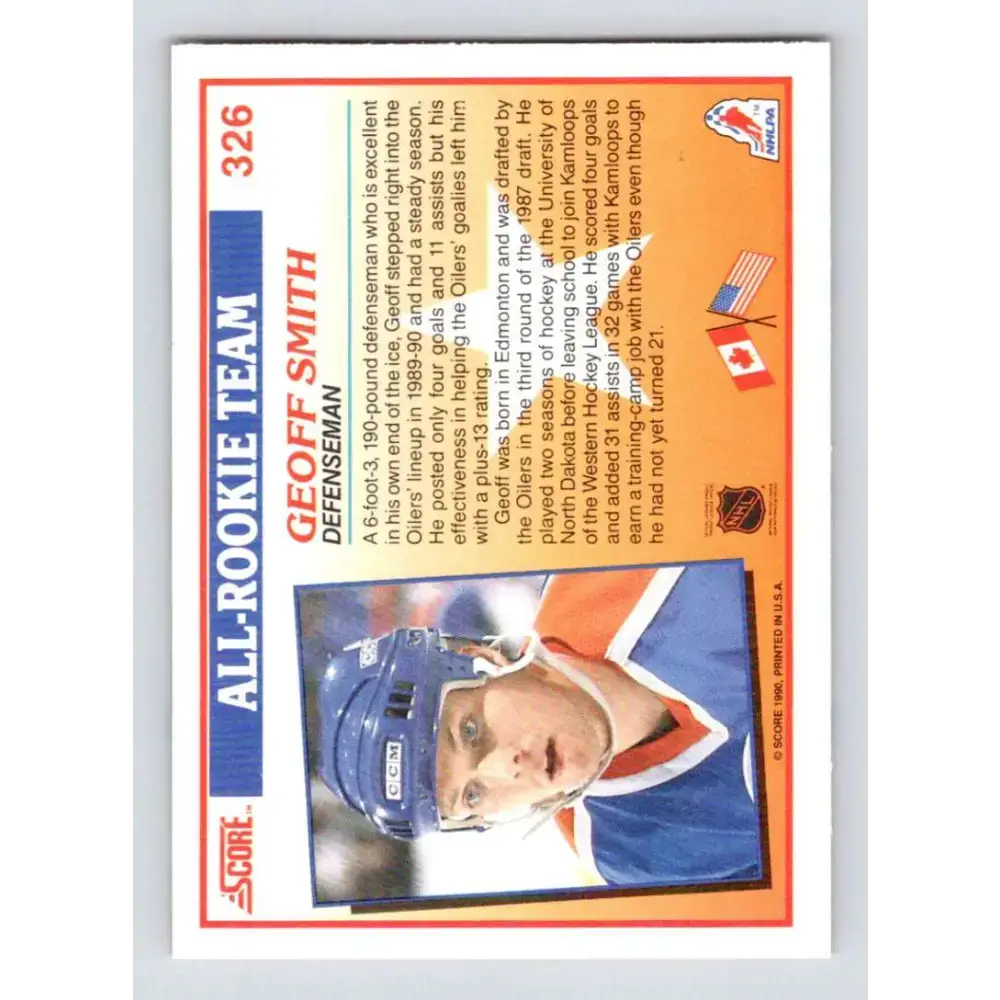 1990-91 Score #326 Geoff Smith NM-MT Edmonton Oilers Hockey Card - Hockey Card Single