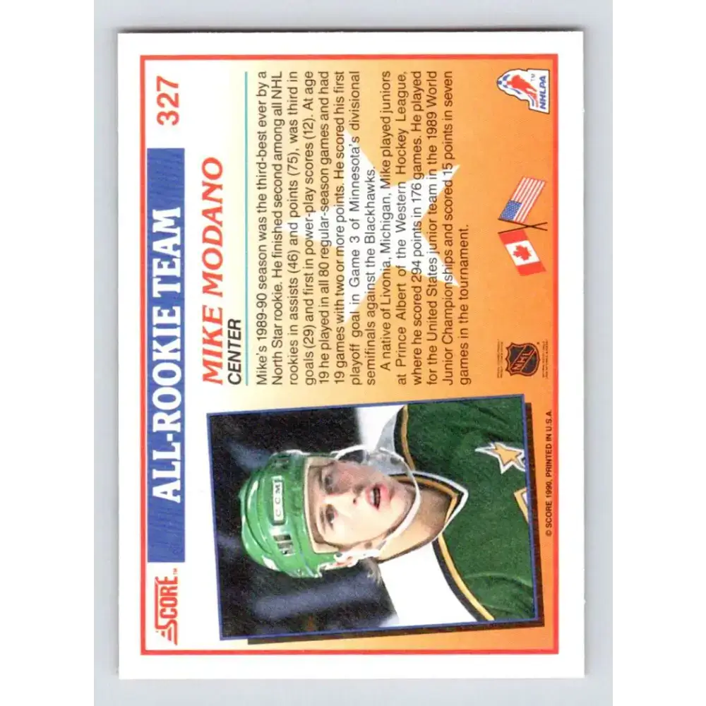 1990-91 Score #327 Mike Modano NM-MT Minnesota North Stars Hockey Card - Hockey Card Single