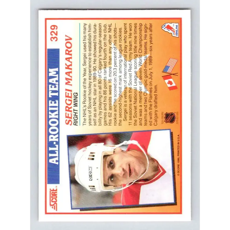 1990-91 Score #329 Sergei Makarov NM-MT Calgary Flames Hockey Card - Hockey Card Single