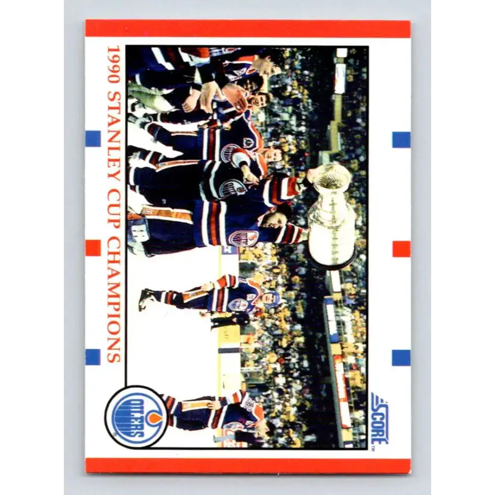 1990-91 Score #331 Edmonton Oilers Champions NM-MT Edmonton Oilers Hockey Card - Hockey Card Single