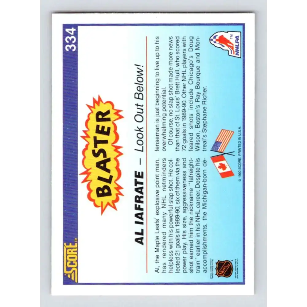 1990-91 Score #334 Al Iafrate NM-MT Toronto Maple Leafs Hockey Card - Hockey Card Single
