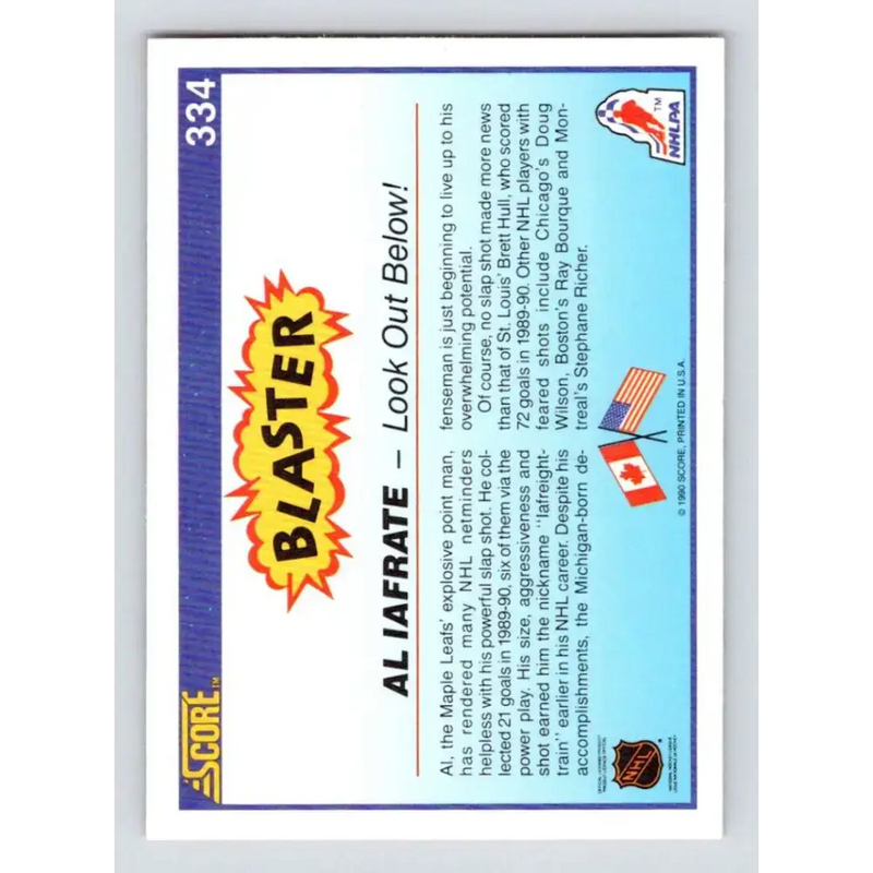 1990-91 Score #334 Al Iafrate NM-MT Toronto Maple Leafs Hockey Card - Hockey Card Single
