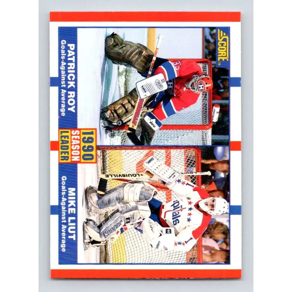 1990-91 Score #354 Patrick Roy/Mike Liut NM-MT Montreal Canadiens/Washington Capitals Hockey Card - Hockey Card Single