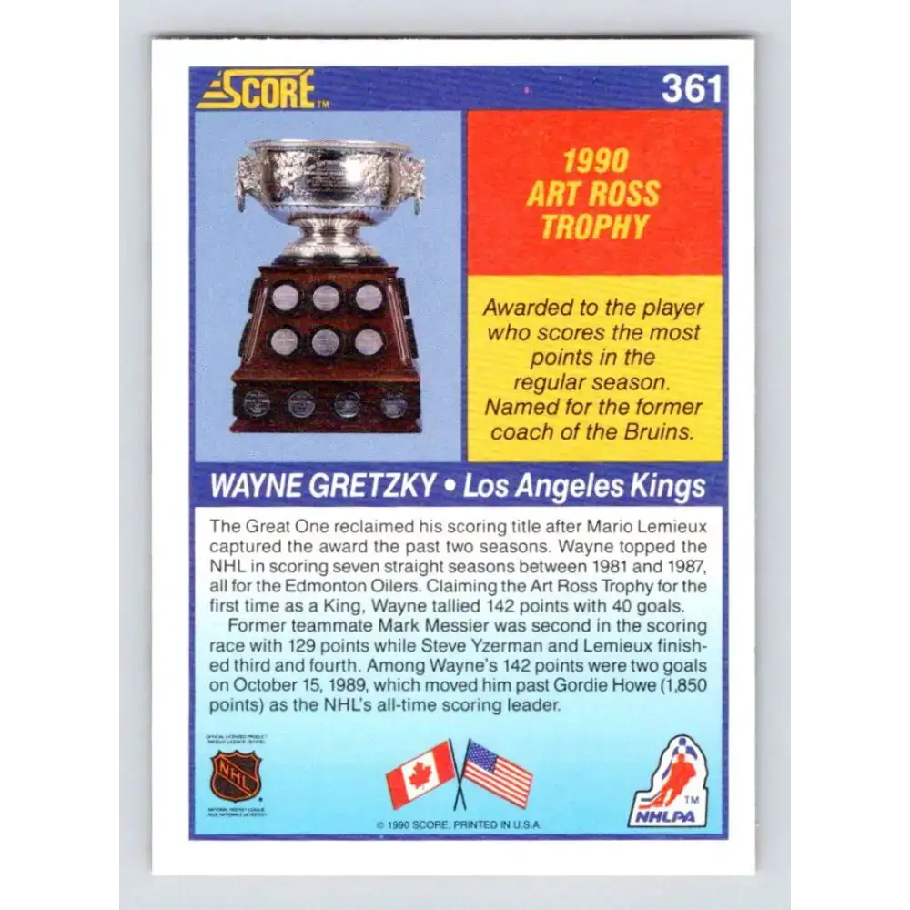 1990-91 Score #361 Wayne Gretzky NM-MT Los Angeles Kings Hockey Card - Hockey Card Single