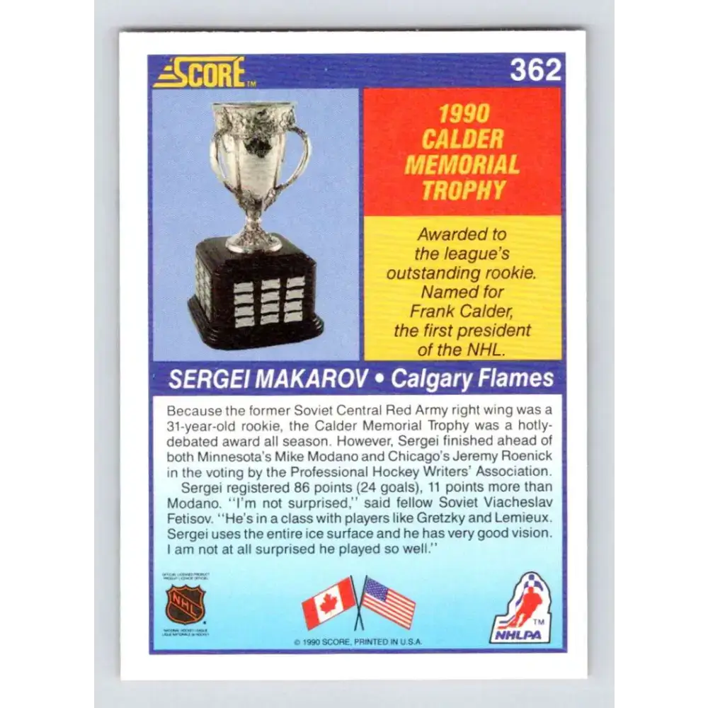 1990-91 Score #362 Sergei Makarov NM-MT Calgary Flames Hockey Card - Hockey Card Single