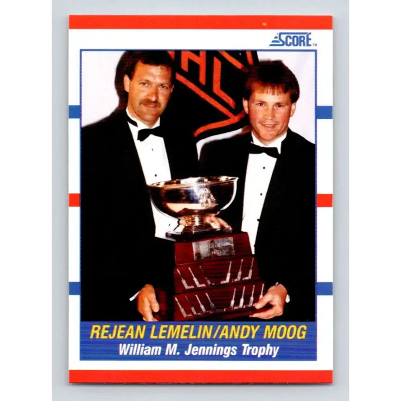 1990-91 Score #365 Reggie Lemelin/Andy Moog NM-MT Boston Bruins Hockey Card - Hockey Card Single