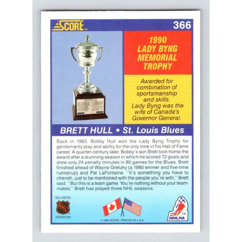 1990-91 Score #366 Brett Hull NM-MT St. Louis Blues Hockey Card - Hockey Card Single
