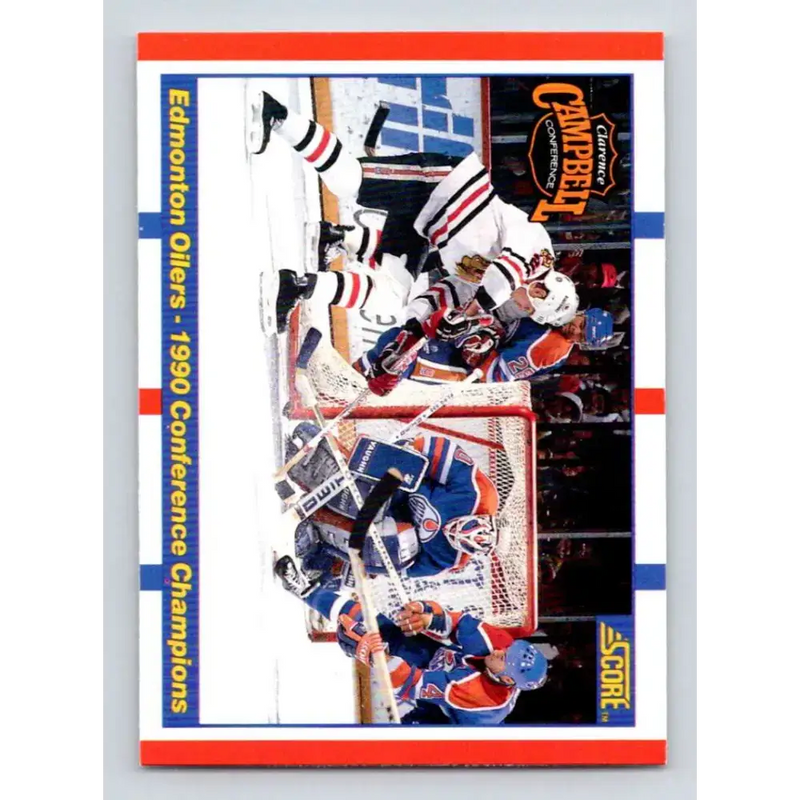 1990-91 Score #369 Edmonton Conference champions NM-MT Edmonton Oilers Hockey Card - Hockey Card Single