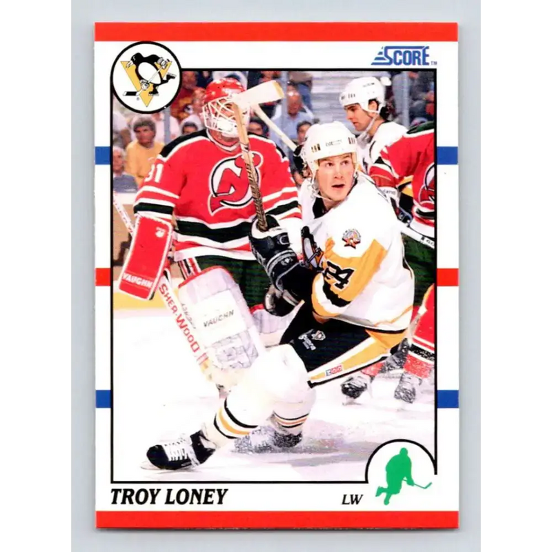 1990-91 Score #371 Troy Loney NM-MT RC Rookie Pittsburgh Penguins Hockey Card - Hockey Card Single