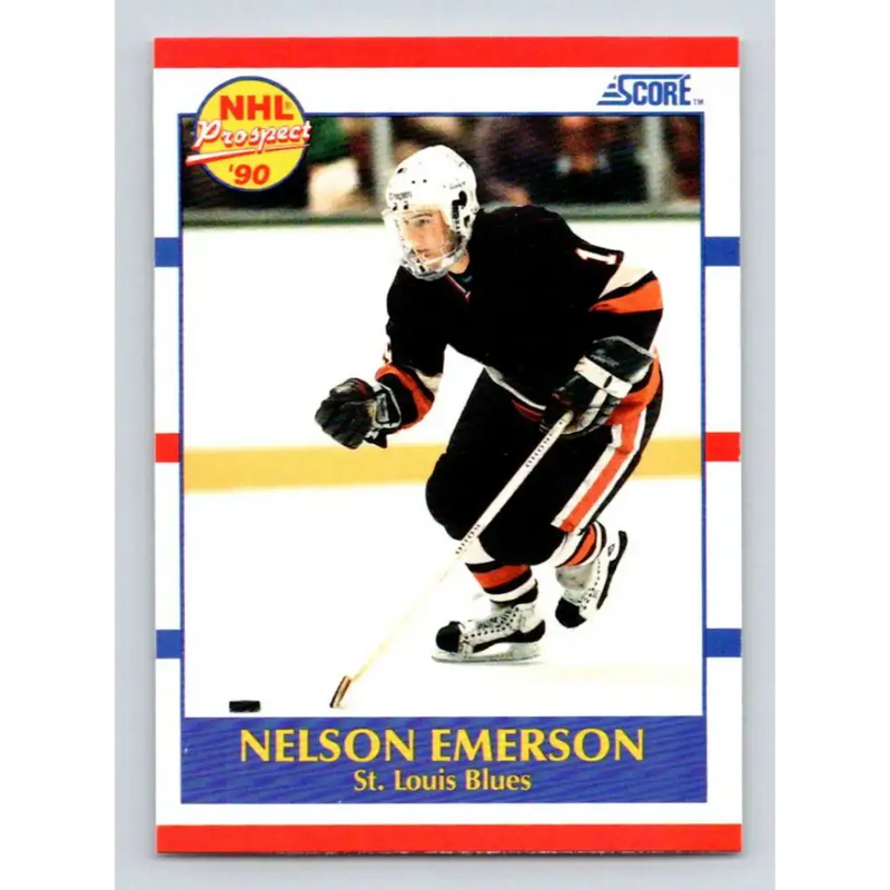 1990-91 Score #383 Nelson Emerson NM-MT RC Rookie St. Louis Blues Hockey Card - Hockey Card Single