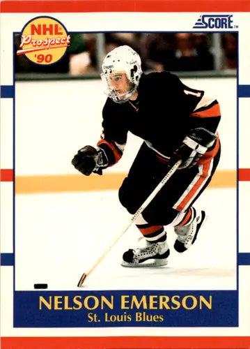 1990-91 Score #383 Nelson Emerson NM Near Mint RC Rookie Blues ID:46062 - Hockey Card Single